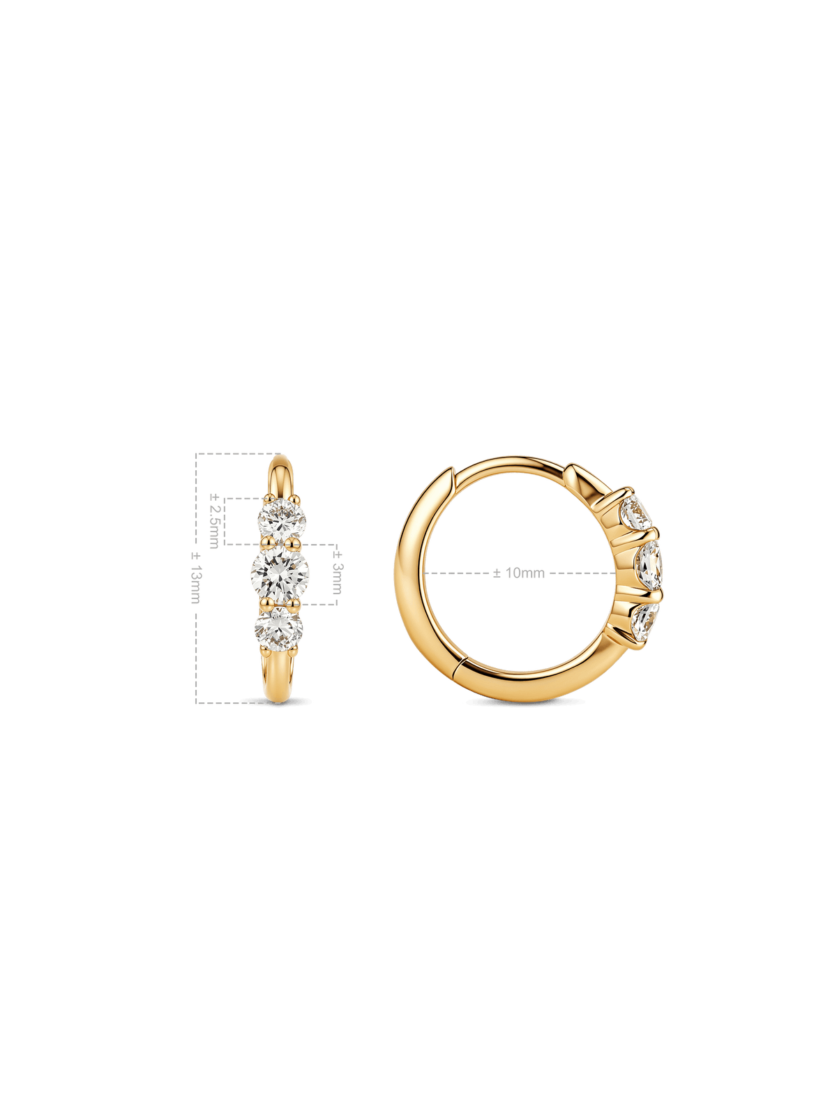 Triple Round Lab Grown Diamond Hoop Earrings in 14K Gold