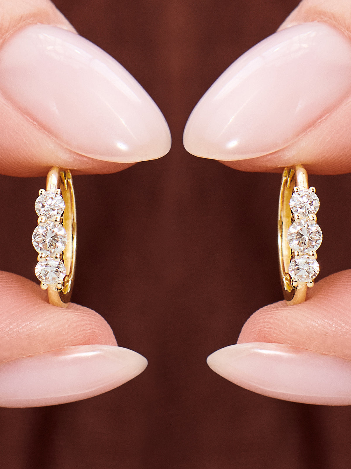 Triple Round Lab Grown Diamond Hoop Earrings in 14K Gold