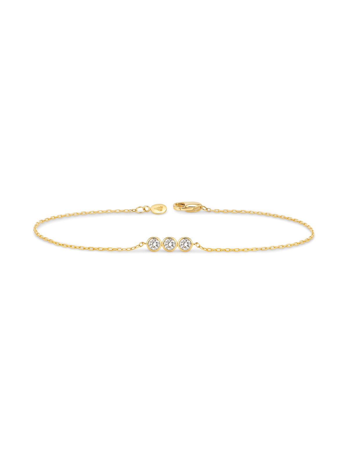Triple Round Bezel Lab Grown Diamond Chain Bracelet in 14K Gold