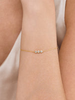 Triple Round Bezel Lab Grown Diamond Chain Bracelet in 14K Gold