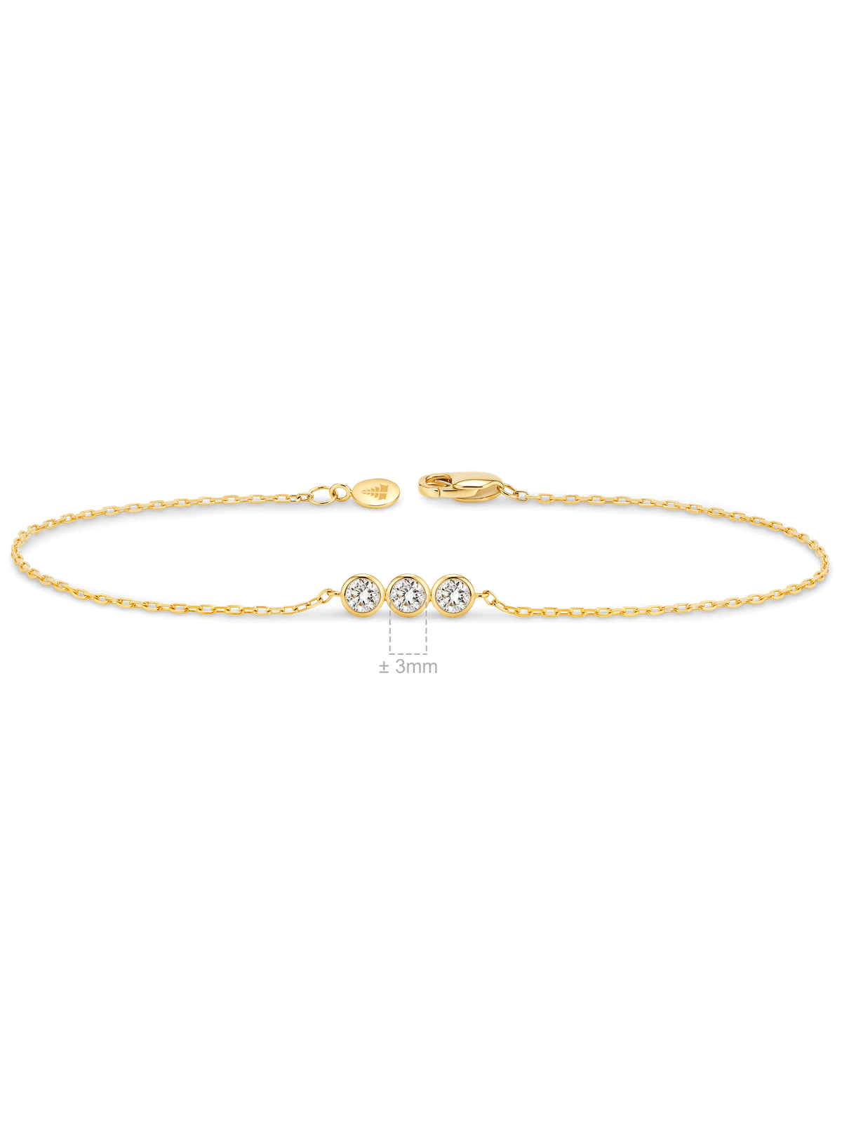 Triple Round Bezel Lab Grown Diamond Chain Bracelet in 14K Gold