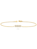 Triple Round Bezel Lab Grown Diamond Chain Bracelet in 14K Gold