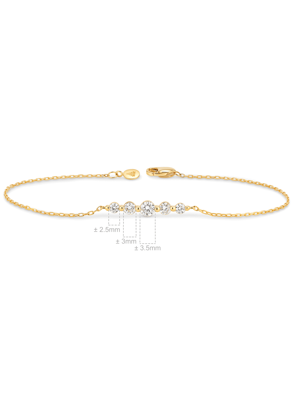 Round Graduated Lab Grown Diamond Chain Bracelet in 14K Gold