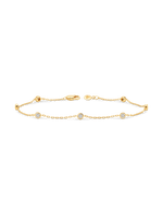 Station Round Bezel Lab Grown Diamond Chain Bracelet in 14K Gold
