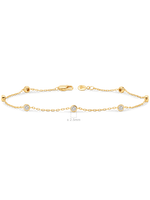 Station Round Bezel Lab Grown Diamond Chain Bracelet in 14K Gold