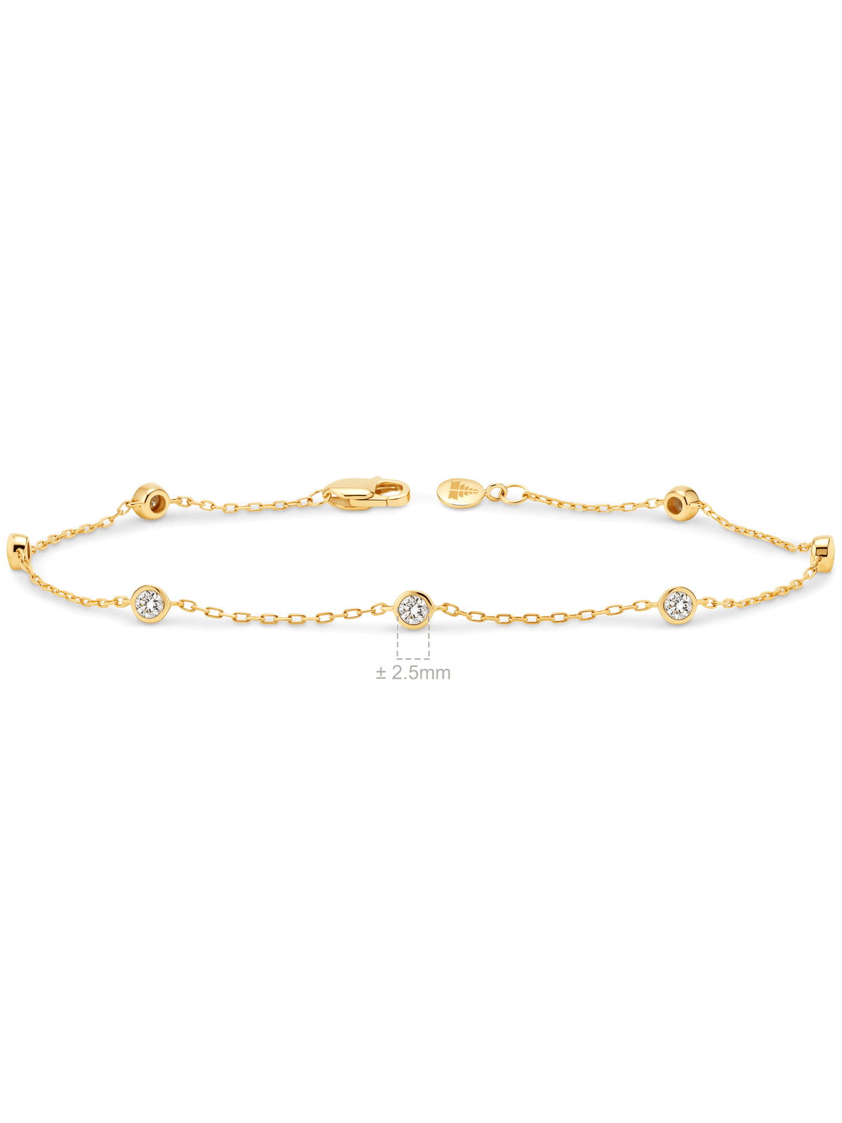 Station Round Bezel Lab Grown Diamond Chain Bracelet in 14K Gold