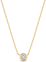 Round Bezel Lab Grown Diamond Chain Necklace in 14K Gold