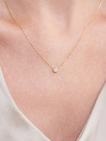 Round Bezel Lab Grown Diamond Chain Necklace in 14K Gold