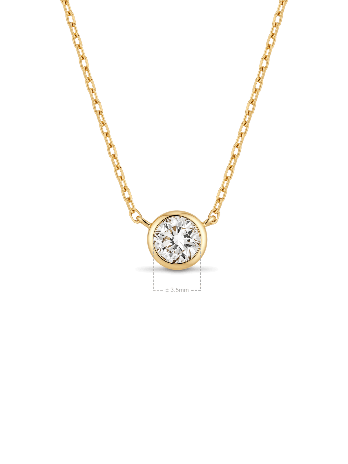Round Bezel Lab Grown Diamond Chain Necklace in 14K Gold