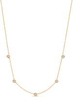 Station Round Bezel Lab Grown Diamond Chain Necklace in 14K Gold