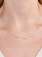 Station Round Bezel Lab Grown Diamond Chain Necklace in 14K Gold