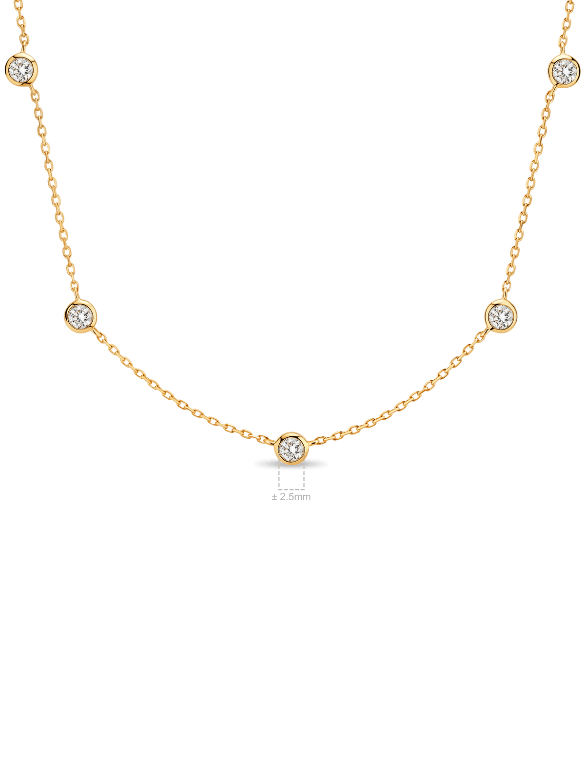 Station Round Bezel Lab Grown Diamond Chain Necklace in 14K Gold