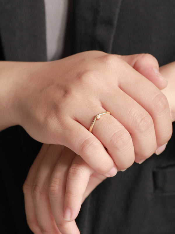 Devata Freshwater Pearl Wishbone Ring in 14K Gold