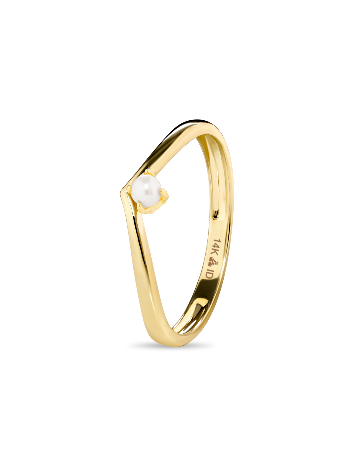 Devata Freshwater Pearl Wishbone Ring in 14K Gold