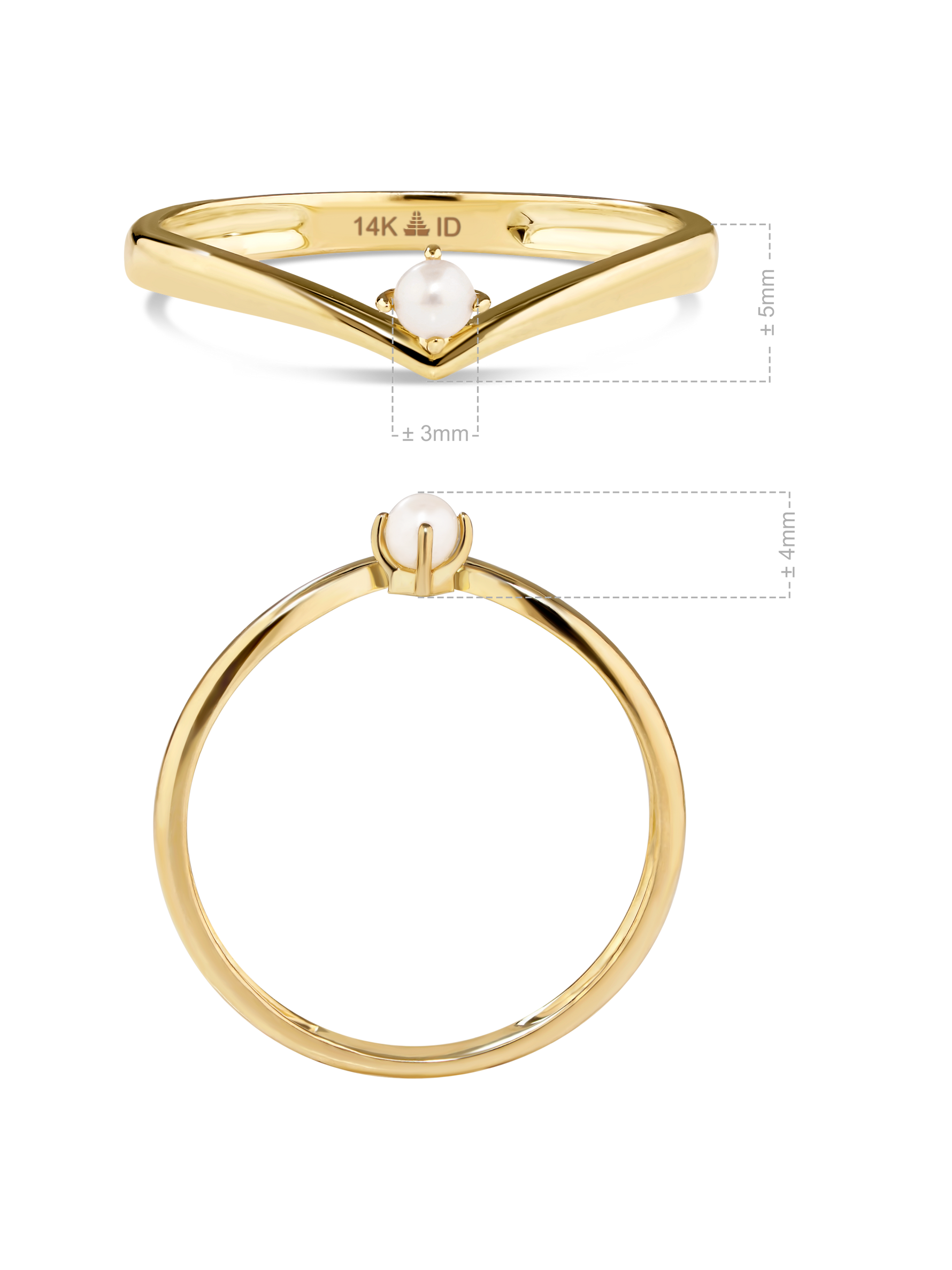Devata Freshwater Pearl Wishbone Ring in 14K Gold
