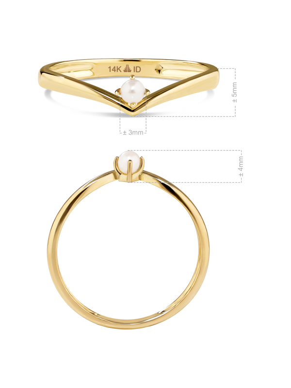 Devata Freshwater Pearl Wishbone Ring in 14K Gold