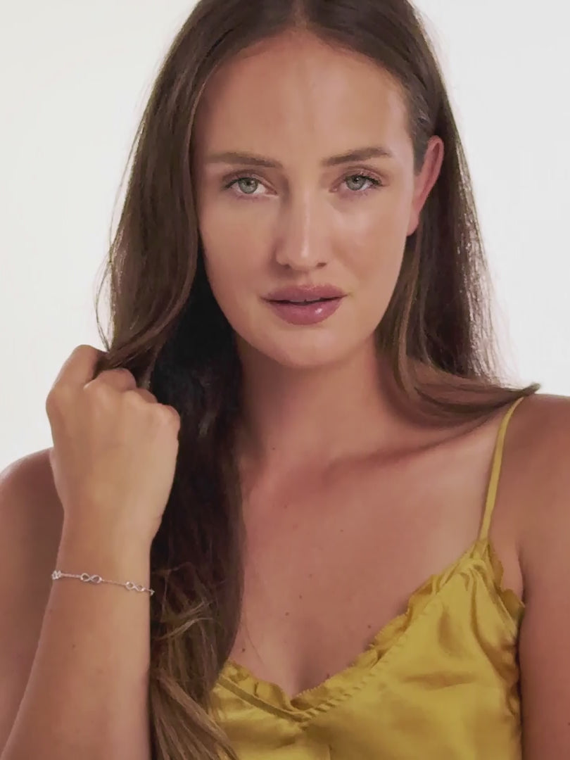 Infinity Chain Bracelet in Rhodium Plated Sterling Silver