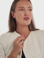 DEVATA Puffy Ribbed Ring in Rhodium Plated Sterling Silver