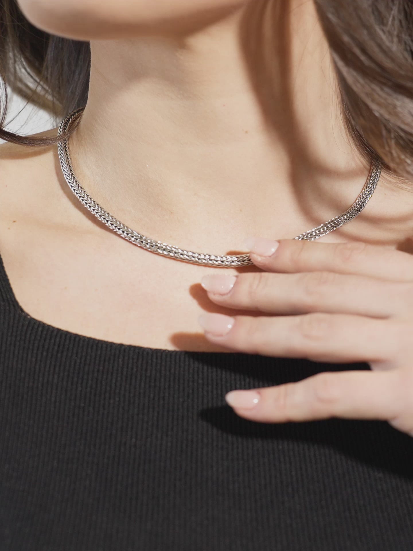 DEVATA Bali Foxtail Chain Necklace Sterling Silver