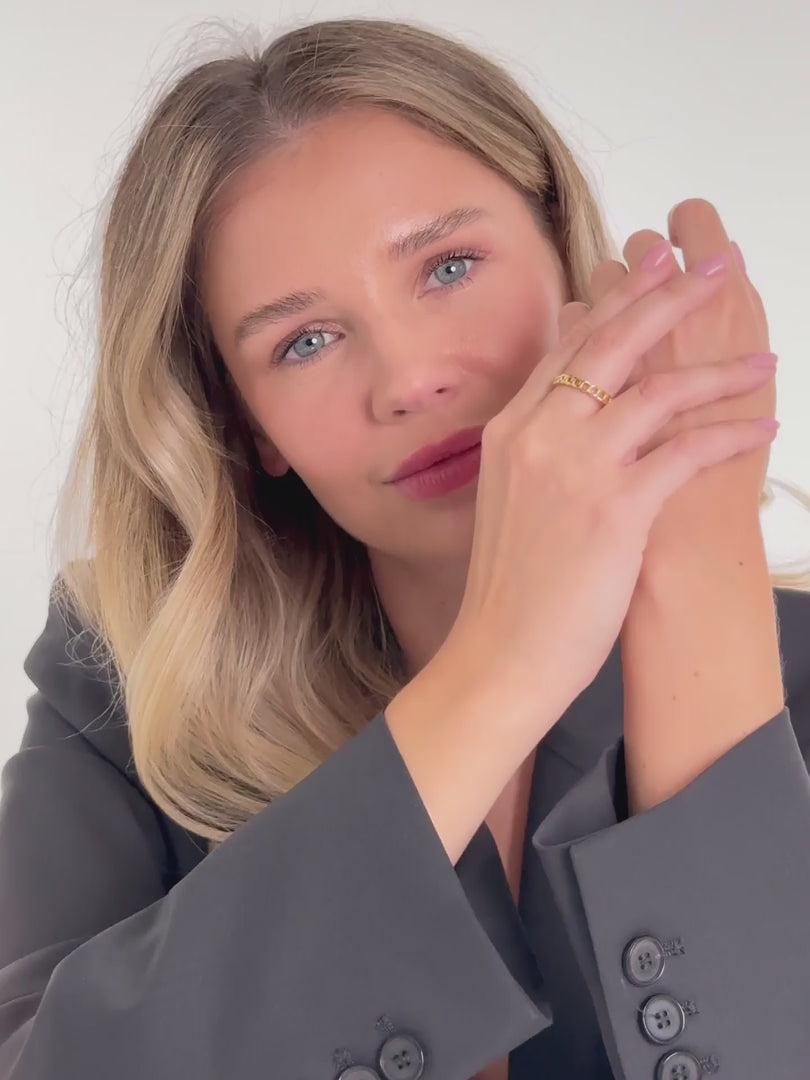 DEVATA Curb Link Ring in Gold Plated Sterling Silver