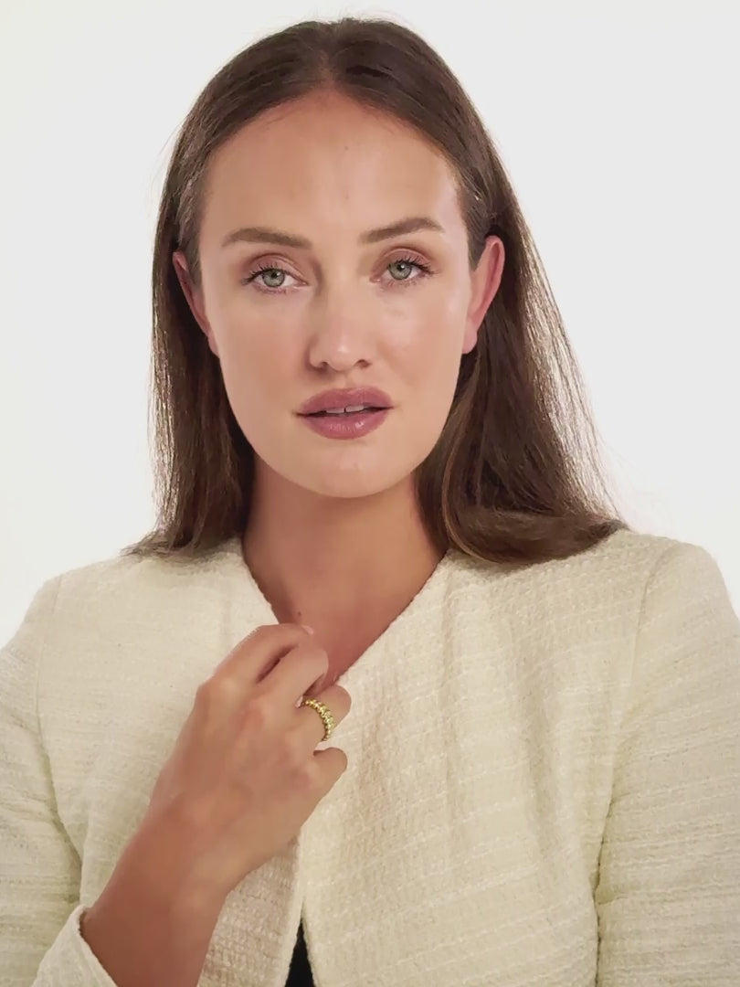 DEVATA Puffy Ribbed Ring in Gold Plated Sterling Silver