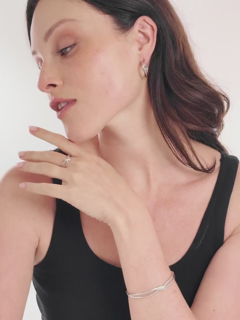 Love Knot Bangle Bracelet in Rhodium Plated Sterling Silver