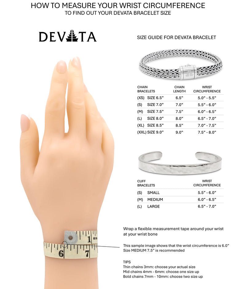 DEVATA Size Guide Measurement Chain Cuff Bracelet