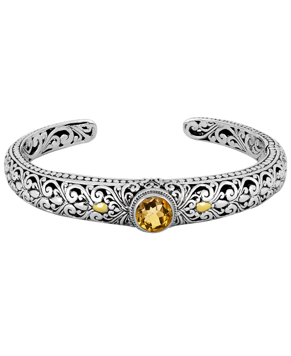 DEVATA Bali Jewelry  Bali Filigree Gemstone Gold Accent Cuff Bracelet