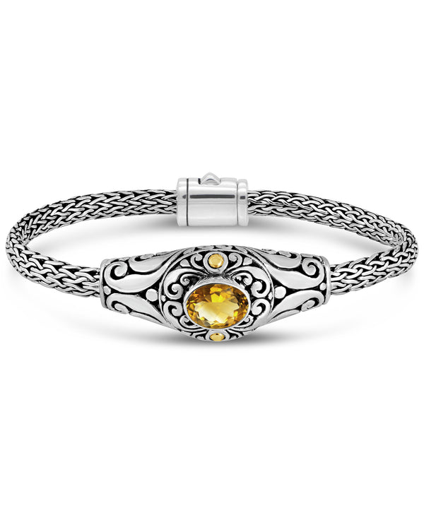 Bali Filigree Gemstone Gold Accent Chain Bracelet