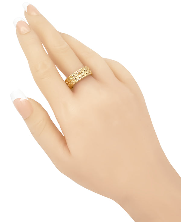 18K Gold Plated Sterling Silver Bali Byzantine 8mm / 11mm Band Ring