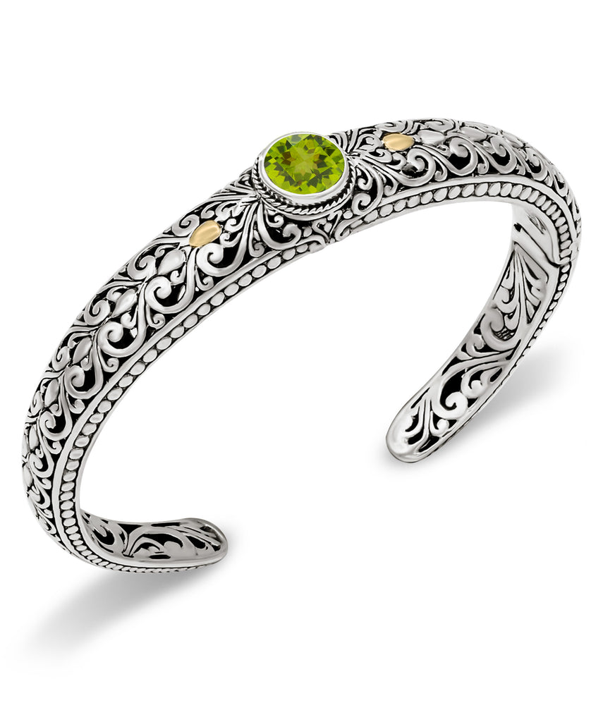 Bali Filigree Gemstone Gold Accent Cuff Bracelet – DEVATA® Bali