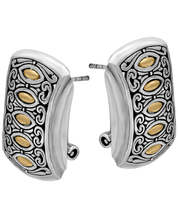 Bali Heritage Gold Accent Stud Omega Earrings