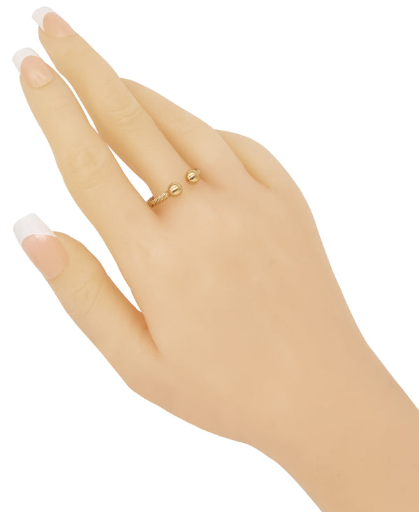 18K Gold Plated Sterling Silver Twisted Cable Open Cuff Ring