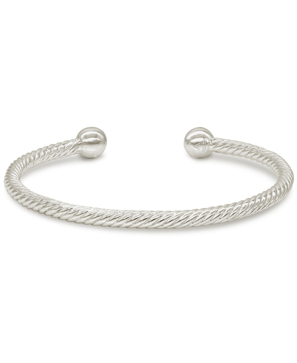 DEVATA Bali Twisted Cable Sterling Silver Bangle Bracelet