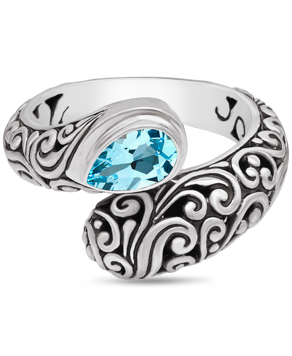 DEVATA Bali Jewelry  Bali Filigree Gemstone Bypass Ring