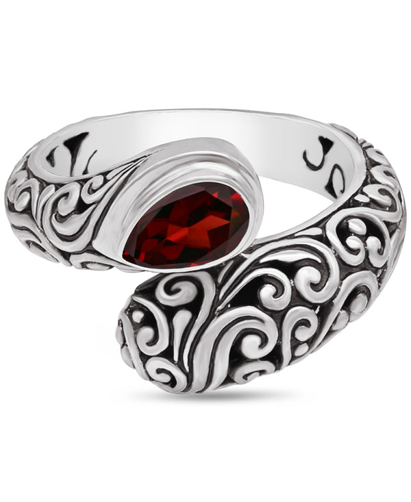 DEVATA Bali Jewelry  Bali Filigree Gemstone Bypass Ring