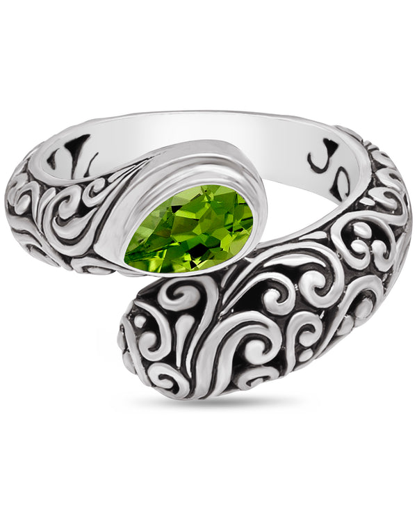 DEVATA Bali Jewelry  Bali Filigree Gemstone Bypass Ring