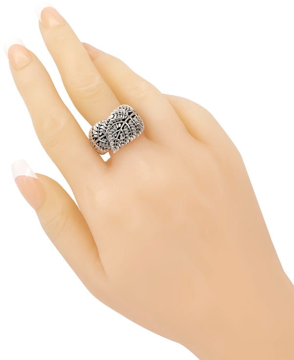 Sterling Silver Bali Leaf Dome Ring