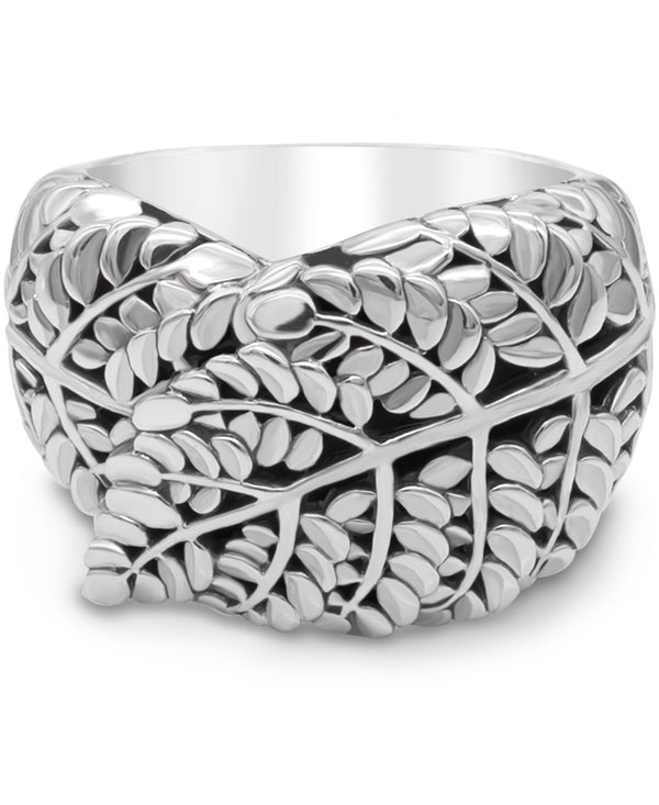 Sterling Silver Bali Leaf Dome Ring