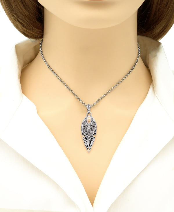Bali Angel Wings Gold Accent Pendant Chain Necklace