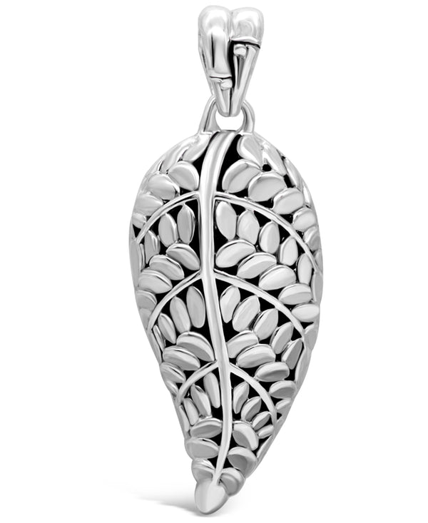Sterling Silver Bali Leaf Pendant with Rolo Chain Necklace