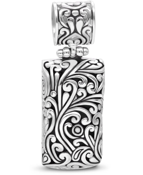 Bali Filigree Sterling Silver Rectangle Rolo Pendant Necklace