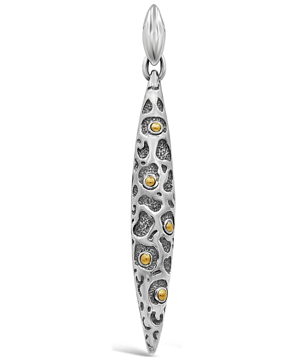 DEVATA Bali Jewelry  Bali Filigree Leopard Drop Dangle Pendant Necklace with Rolo Chain in Sterling Silver and 18K Gold