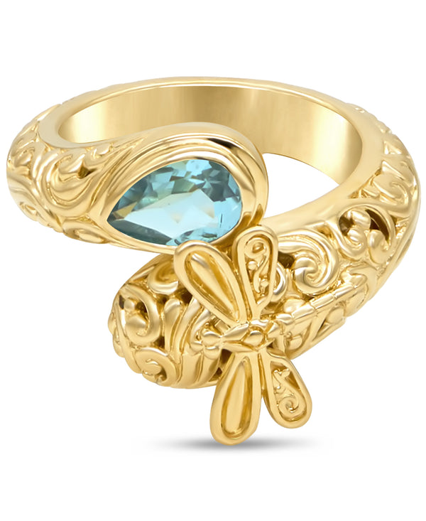 Sweet Dragonfly Gemstones Bypass Ring