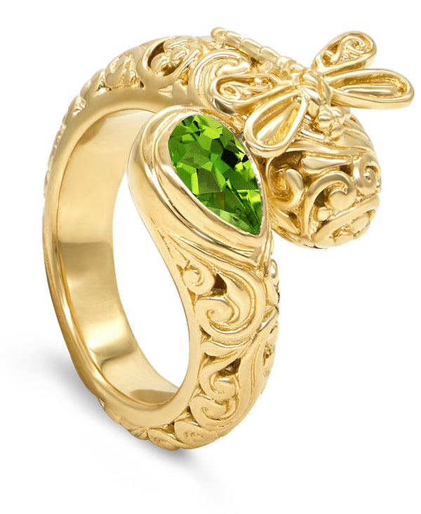 Sweet Dragonfly Gemstones Bypass Ring