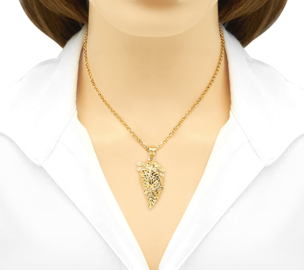 18K Gold Plated Sweet Dragonfly Leaf Pendant Necklace