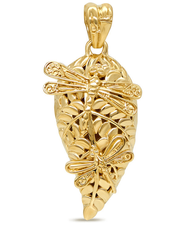18K Gold Plated Sweet Dragonfly Leaf Pendant Necklace