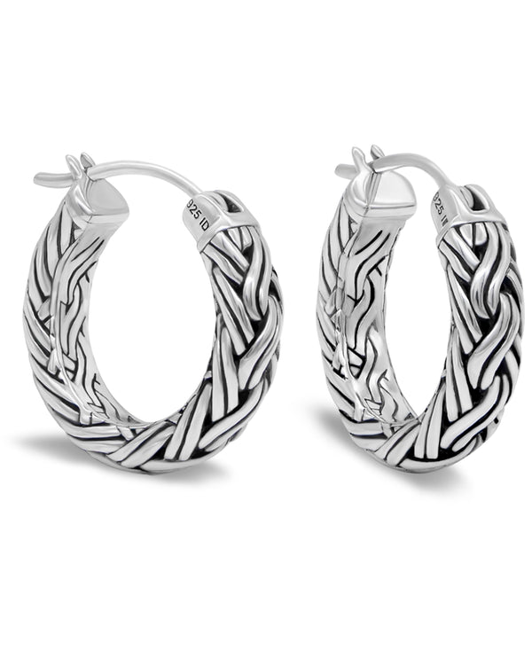 DEVATA Bali Paddy Sterling Silver Hoop Earrings