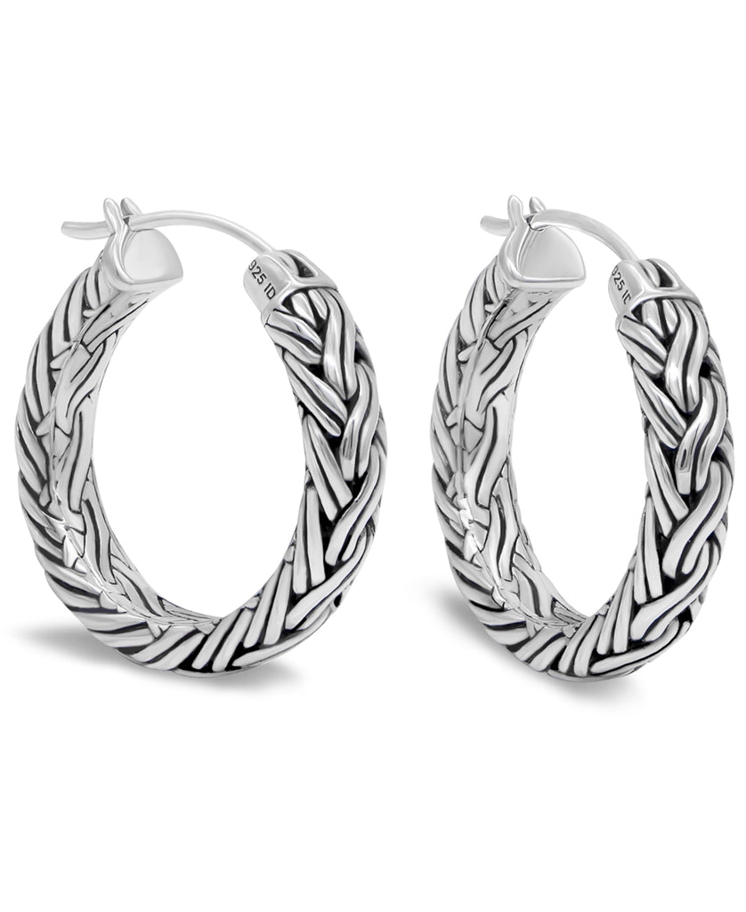 DEVATA Bali Paddy Sterling Silver Hoop Earrings