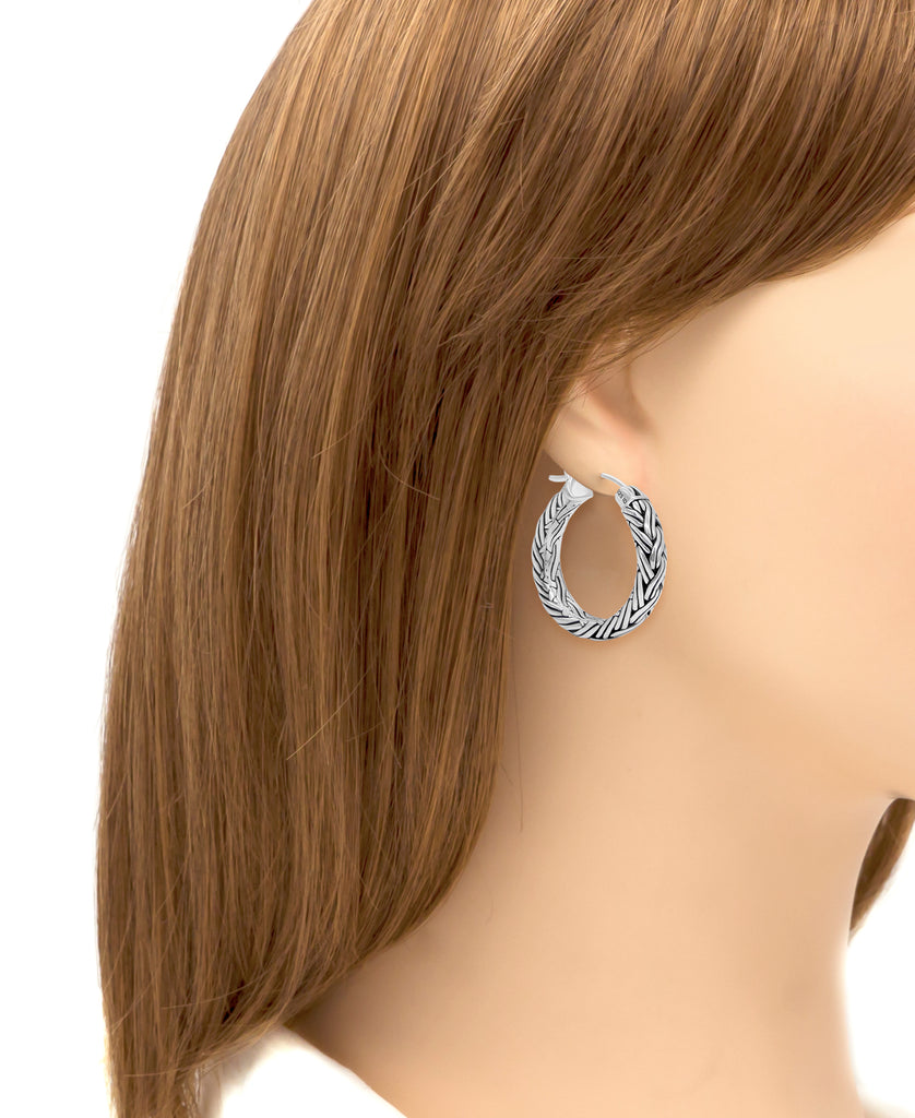 DEVATA Bali Paddy Sterling Silver Hoop Earrings